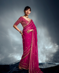 Pink Pure Ho Tissue Organza Saree
