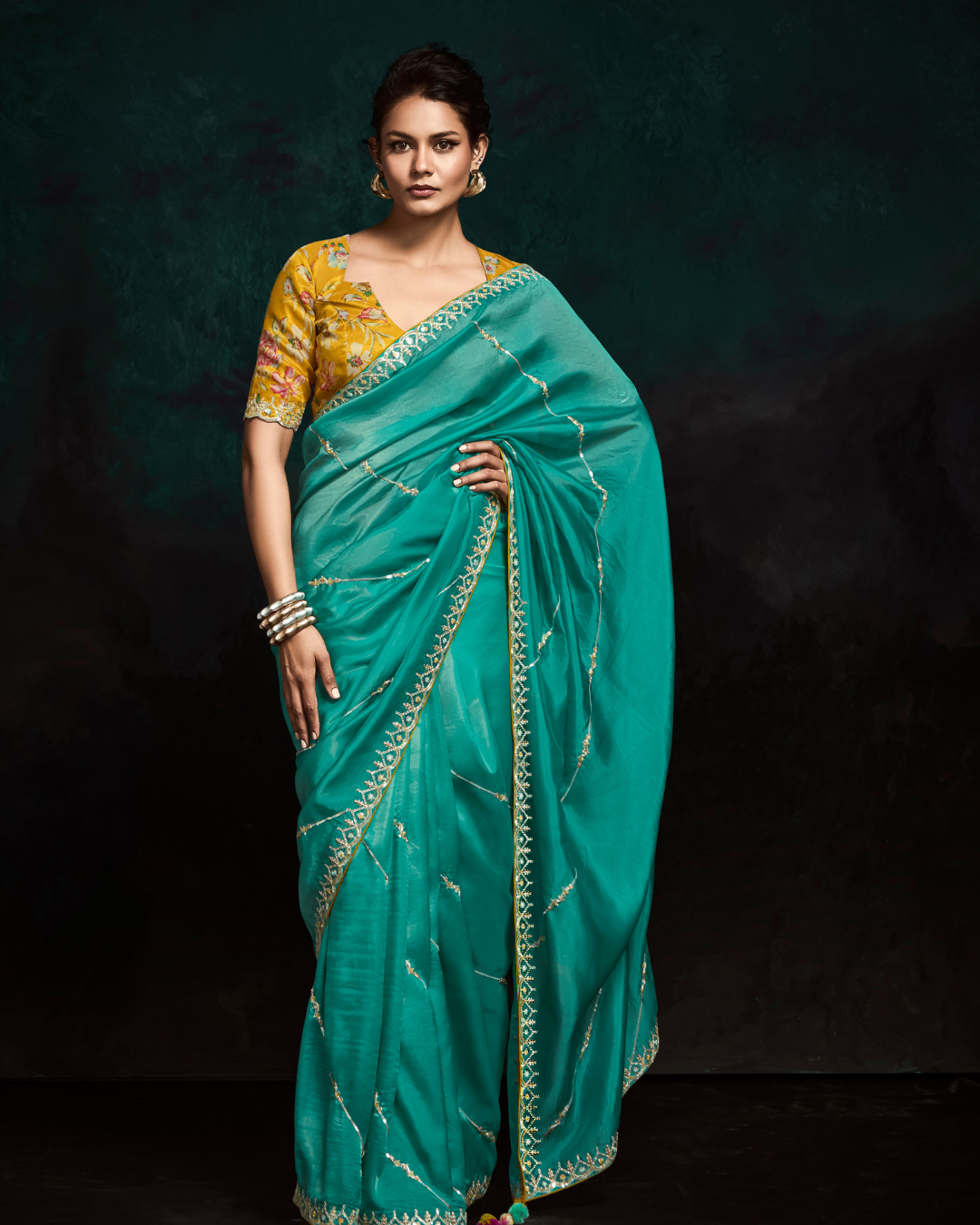 Blue Sequin Work Designer Saree