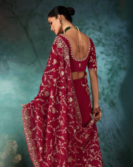 Red Georgette Designer Saree