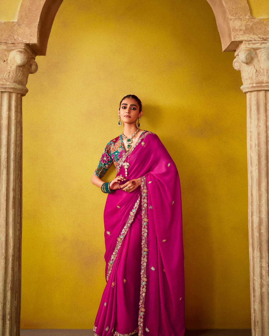 Pink Glass Tissue Party Wear Saree