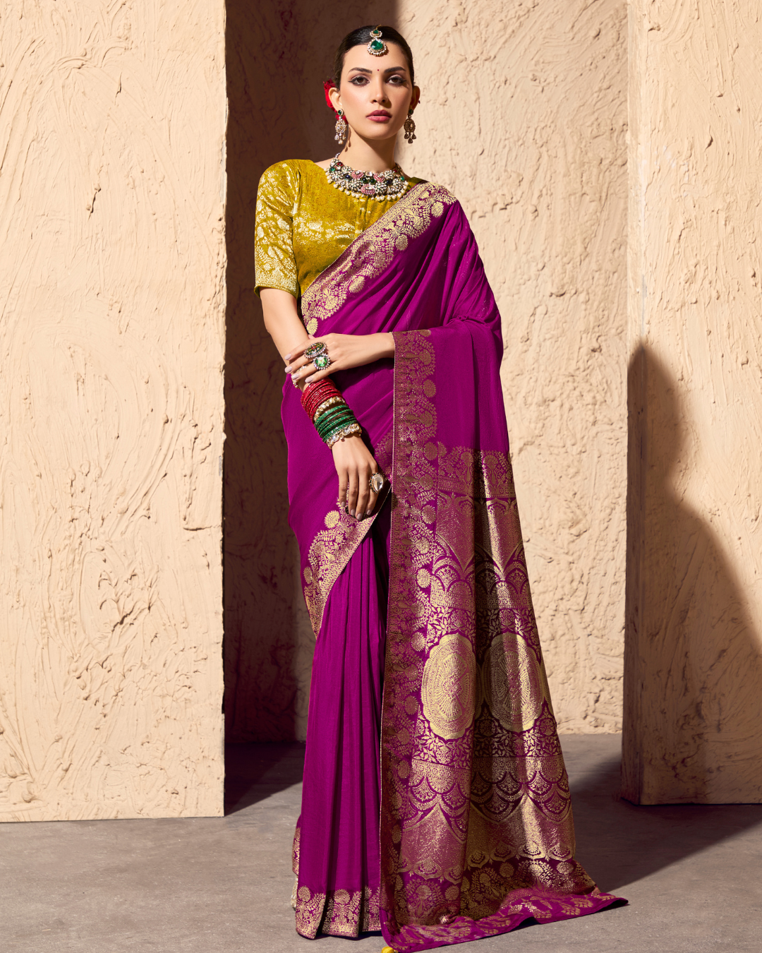 Purple Crepe Georgette Designer Saree