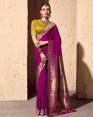 Purple Crepe Georgette Designer Saree