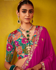 Pink Glass Tissue Party Wear Saree