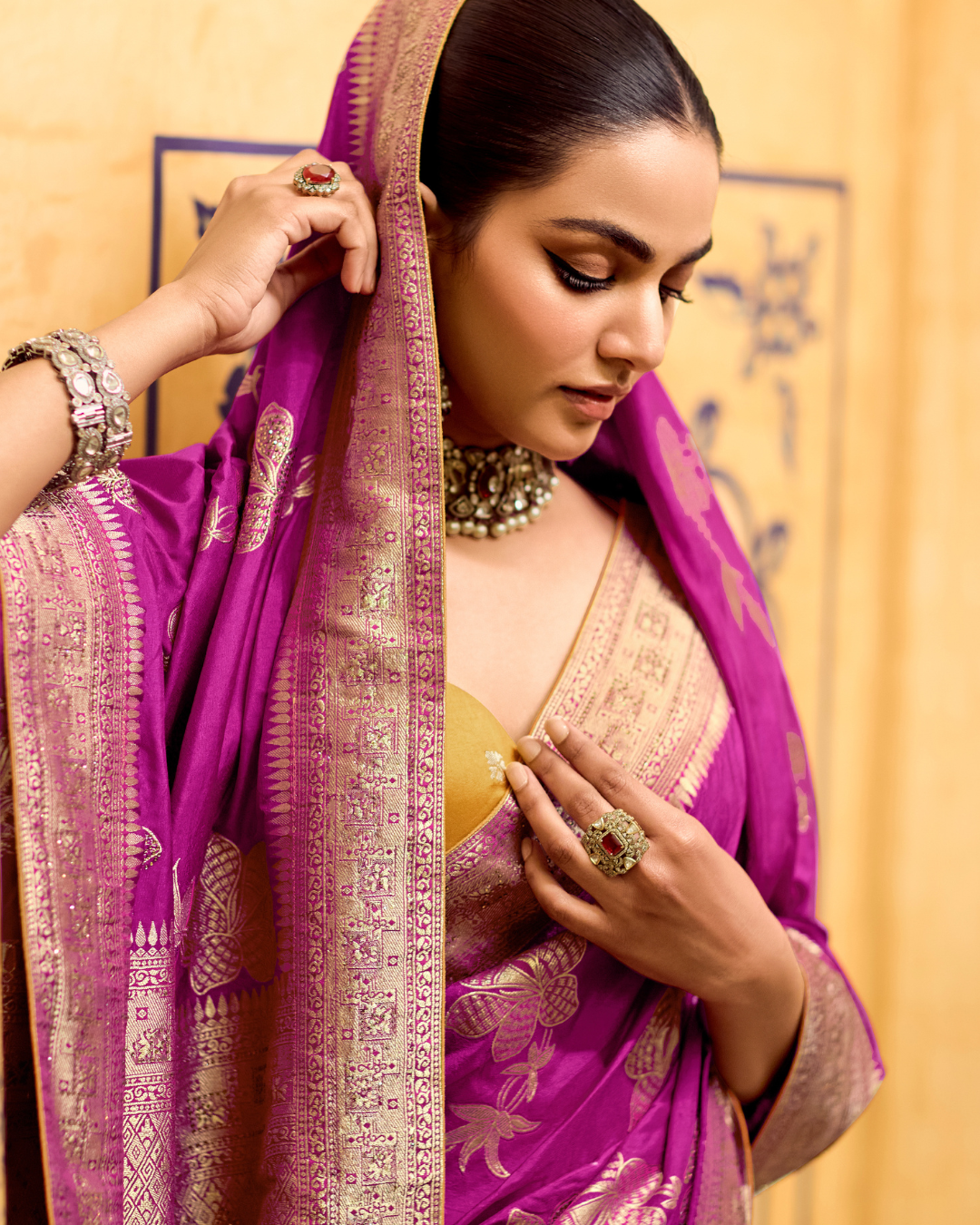 Purple Crepe Silk Designer Saree
