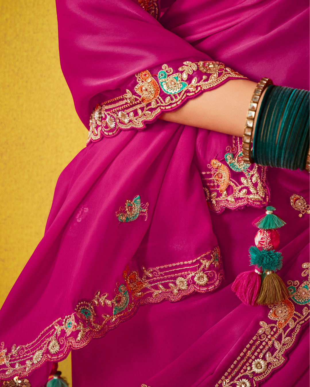 Pink Glass Tissue Party Wear Saree