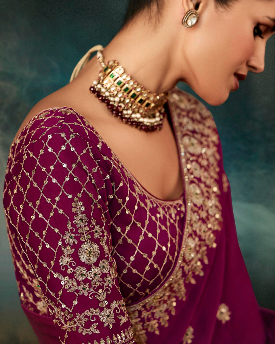 Purple Georgette Designer Saree