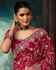 Red Georgette Designer Saree
