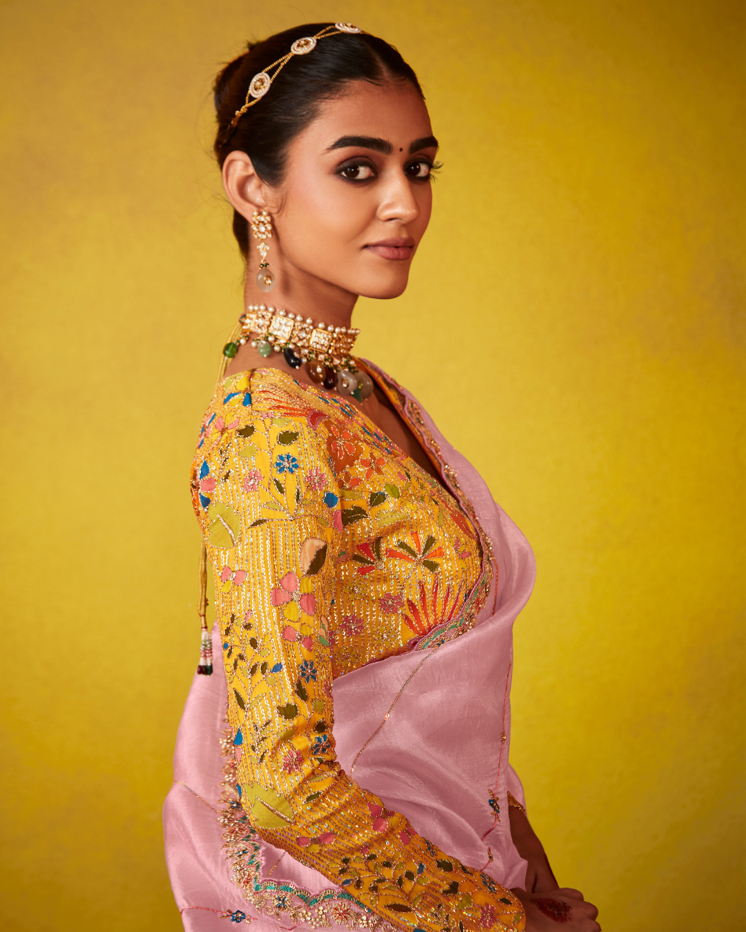 Pink Glass Tissue Party Wear Saree