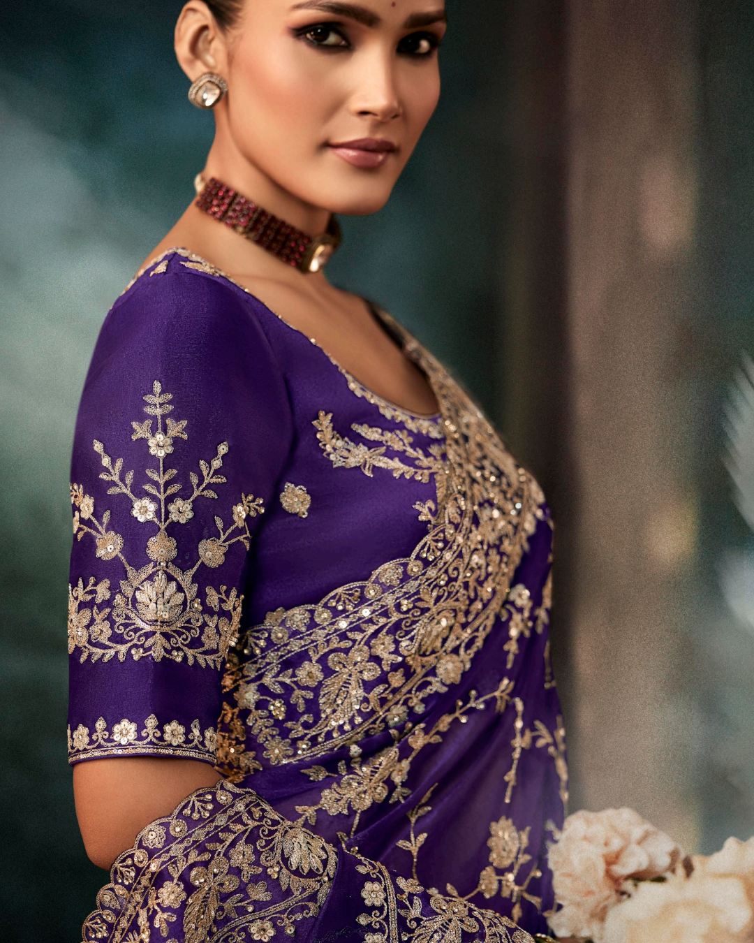 Blue Georgette Designer Saree