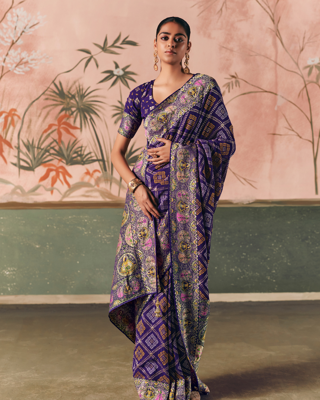 Blue Pure Khaddi Georgette Bandhani Saree