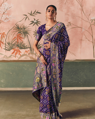 Blue Pure Khaddi Georgette Bandhani Saree