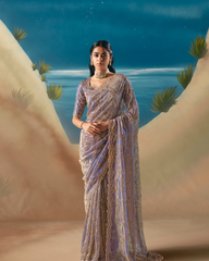 Light Purple Satin Organza Saree