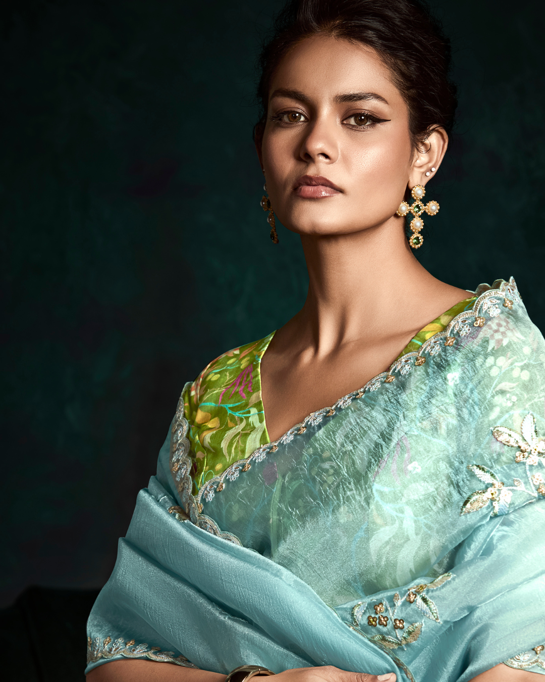 Beautiful Light Blue Sequin Work Saree