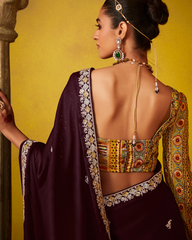 Black Glass Tissue Designer Saree