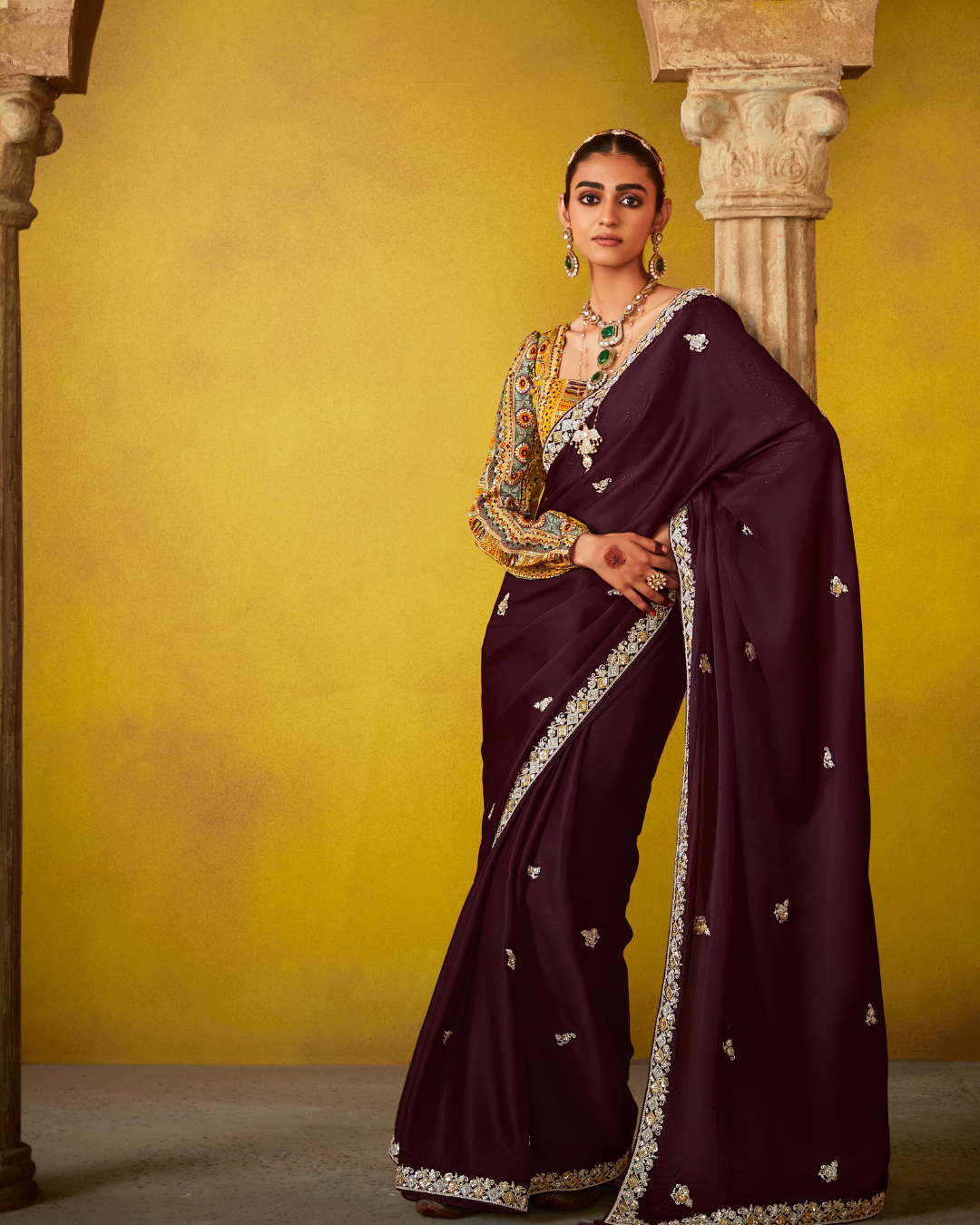 Black Glass Tissue Designer Saree