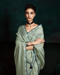 Grey Sequin Work Designer Saree