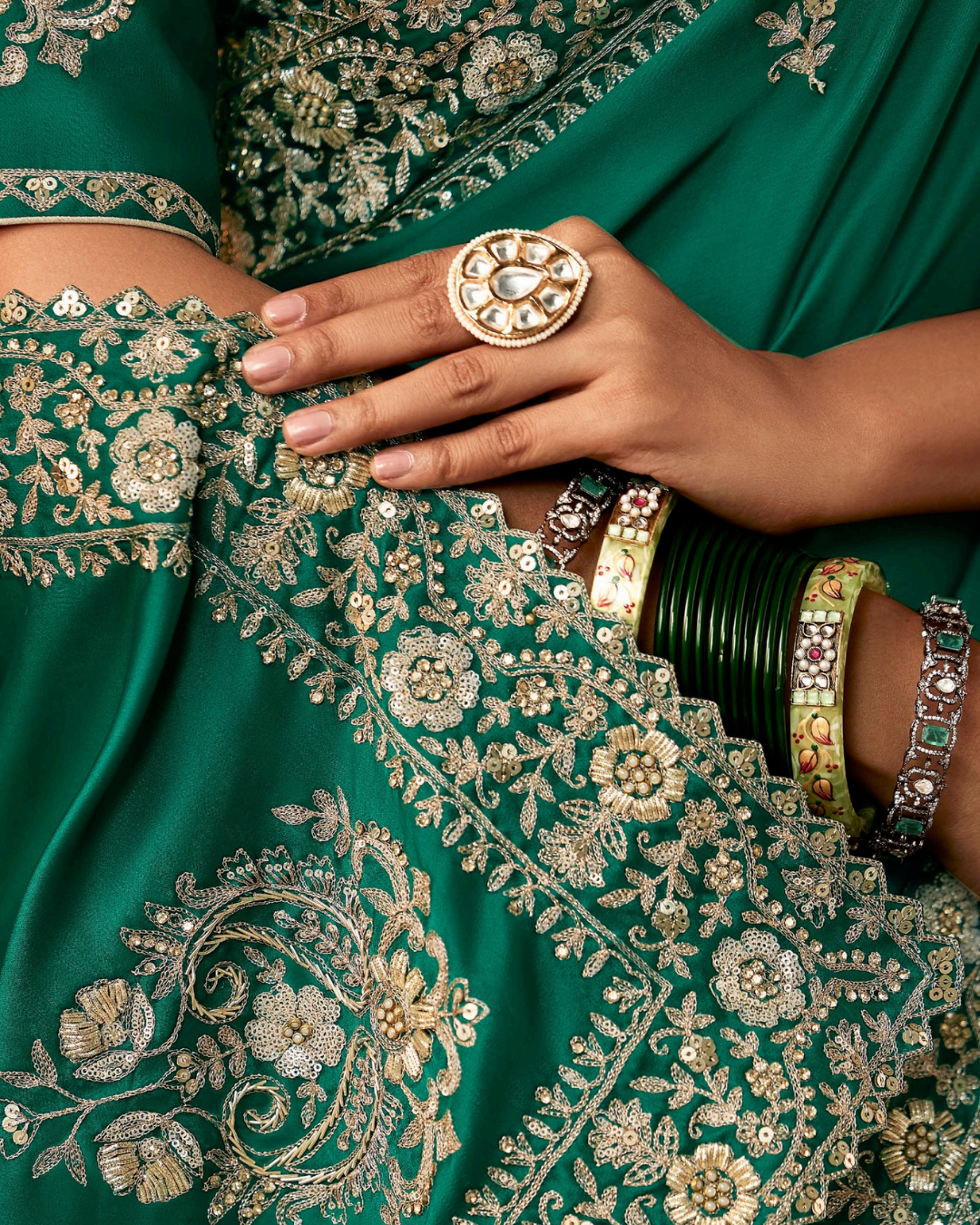 Green Georgette Designer Saree