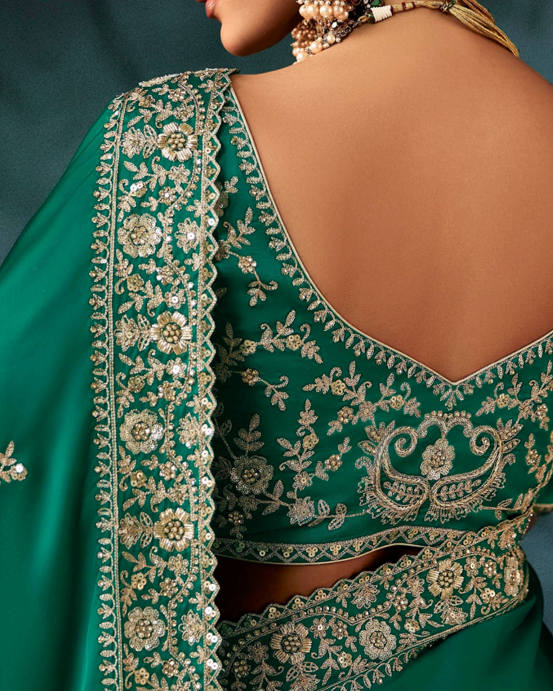 Green Georgette Designer Saree