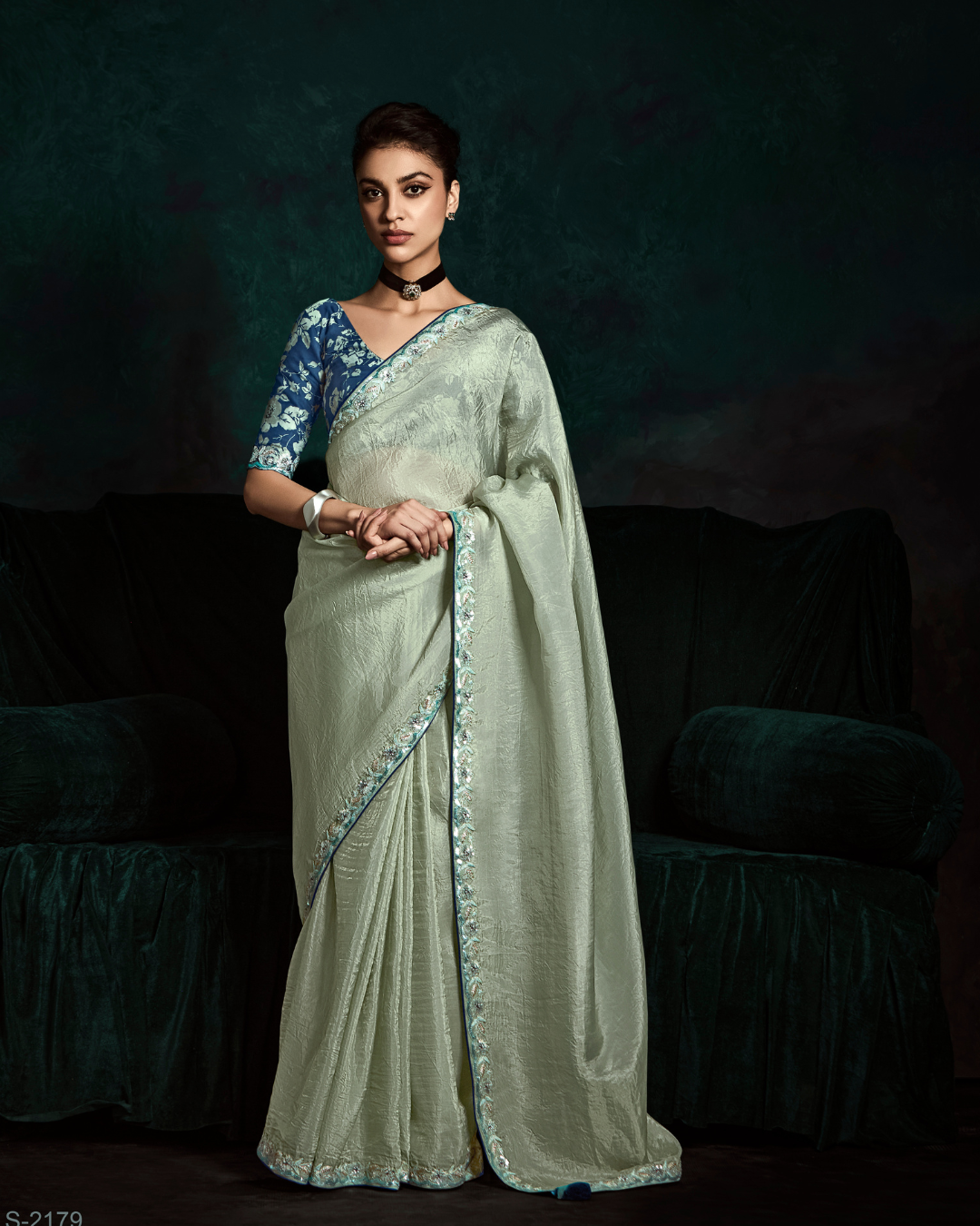 Grey Sequin Work Designer Saree