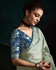 Grey Sequin Work Designer Saree