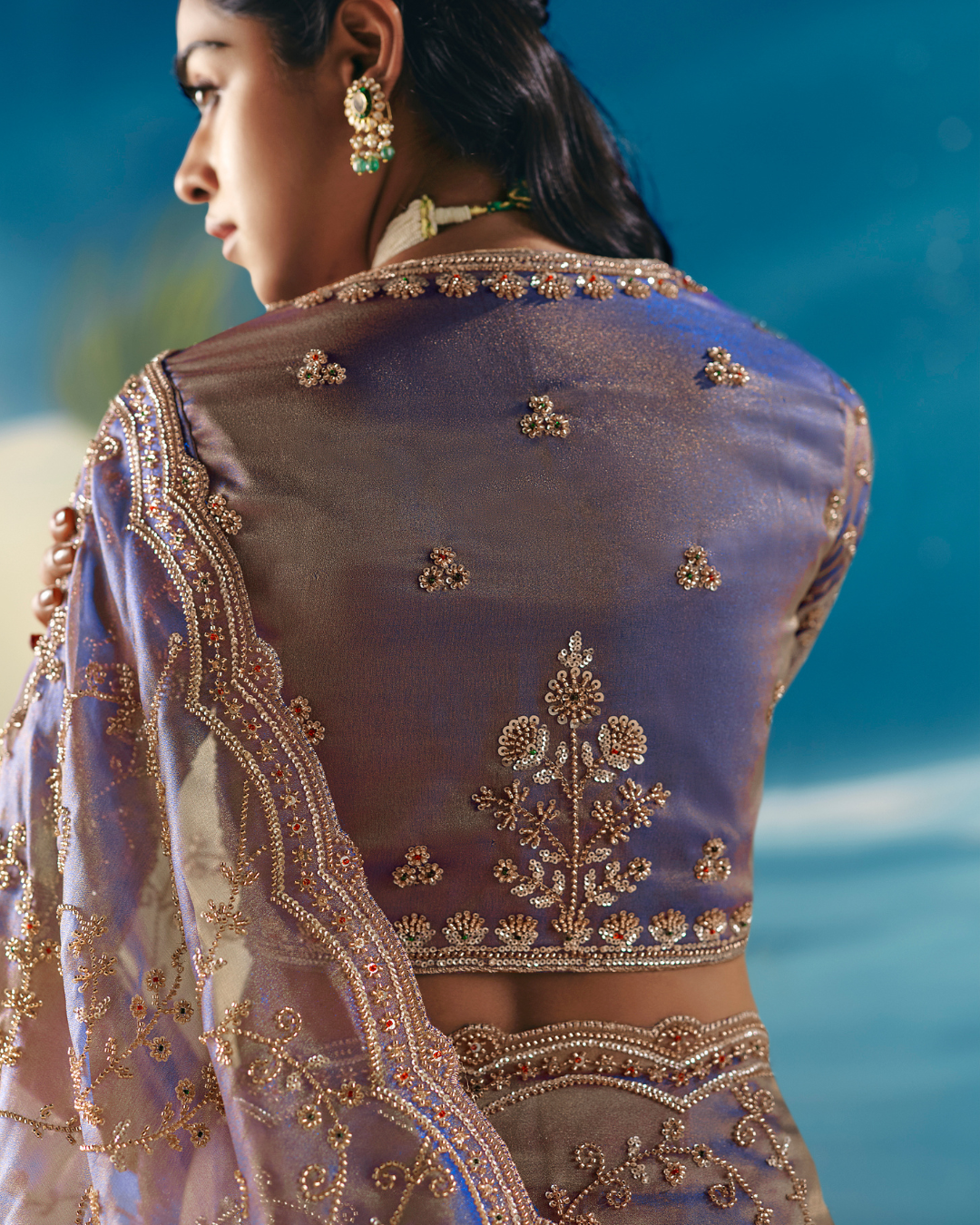 Light Purple Satin Organza Saree