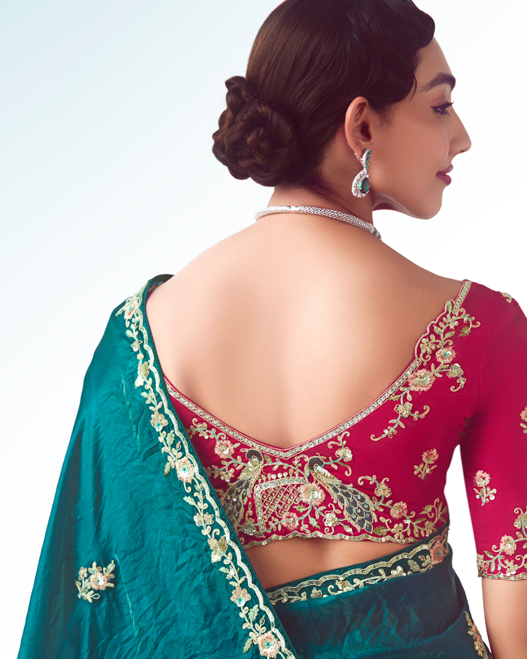 Blue Handwork Embroidery Designer Saree