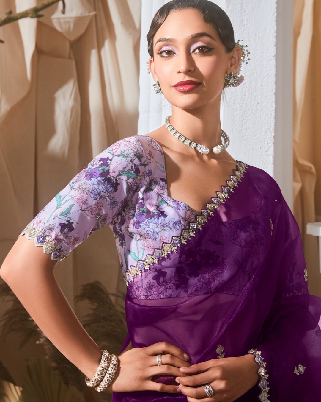 Purple Georgette Designer Saree