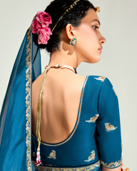 Blue & Purple Organza Tissue Party Wear Saree