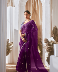 Purple Georgette Designer Saree