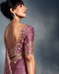 Lavender Pure Ho Tissue Organza Saree