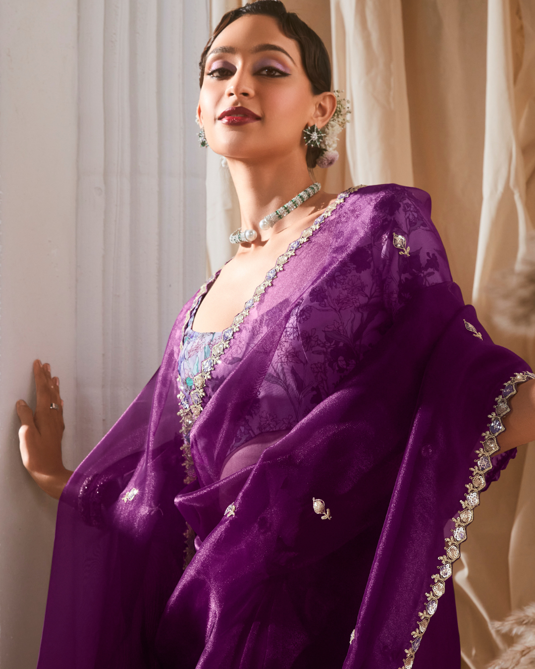 Purple Georgette Designer Saree