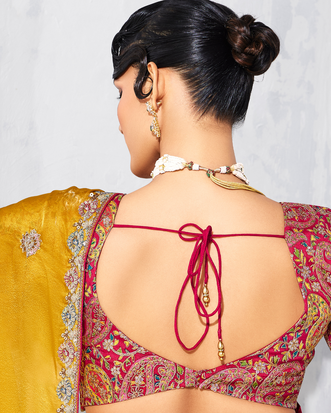 Yellow Glass Tissue Organza Designer Saree