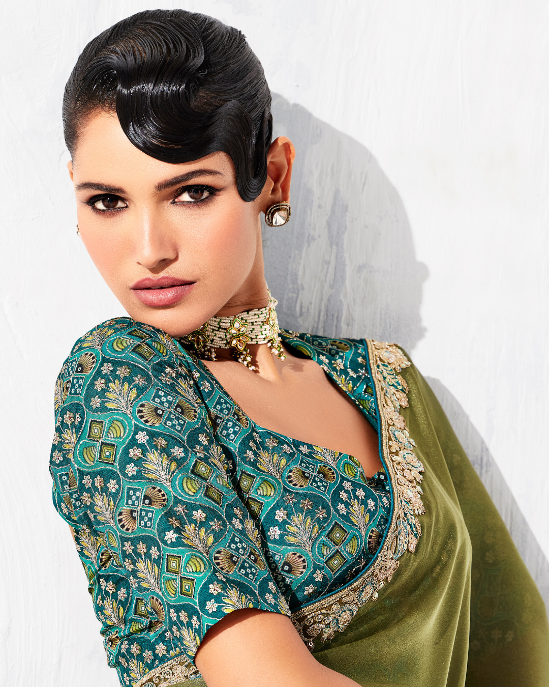 Green Glass Tissue Organza Designer Saree