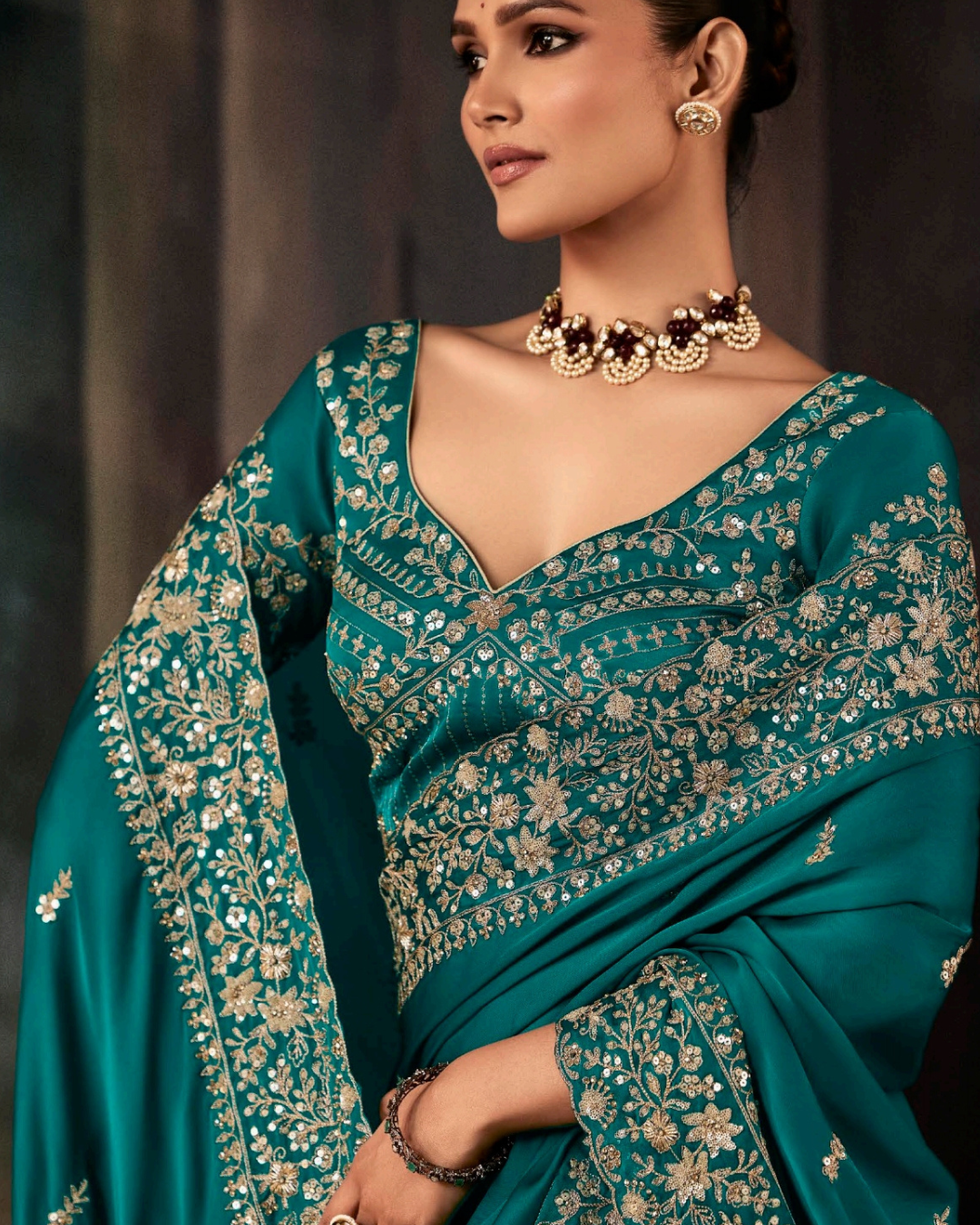 Blue Georgette Designer Saree
