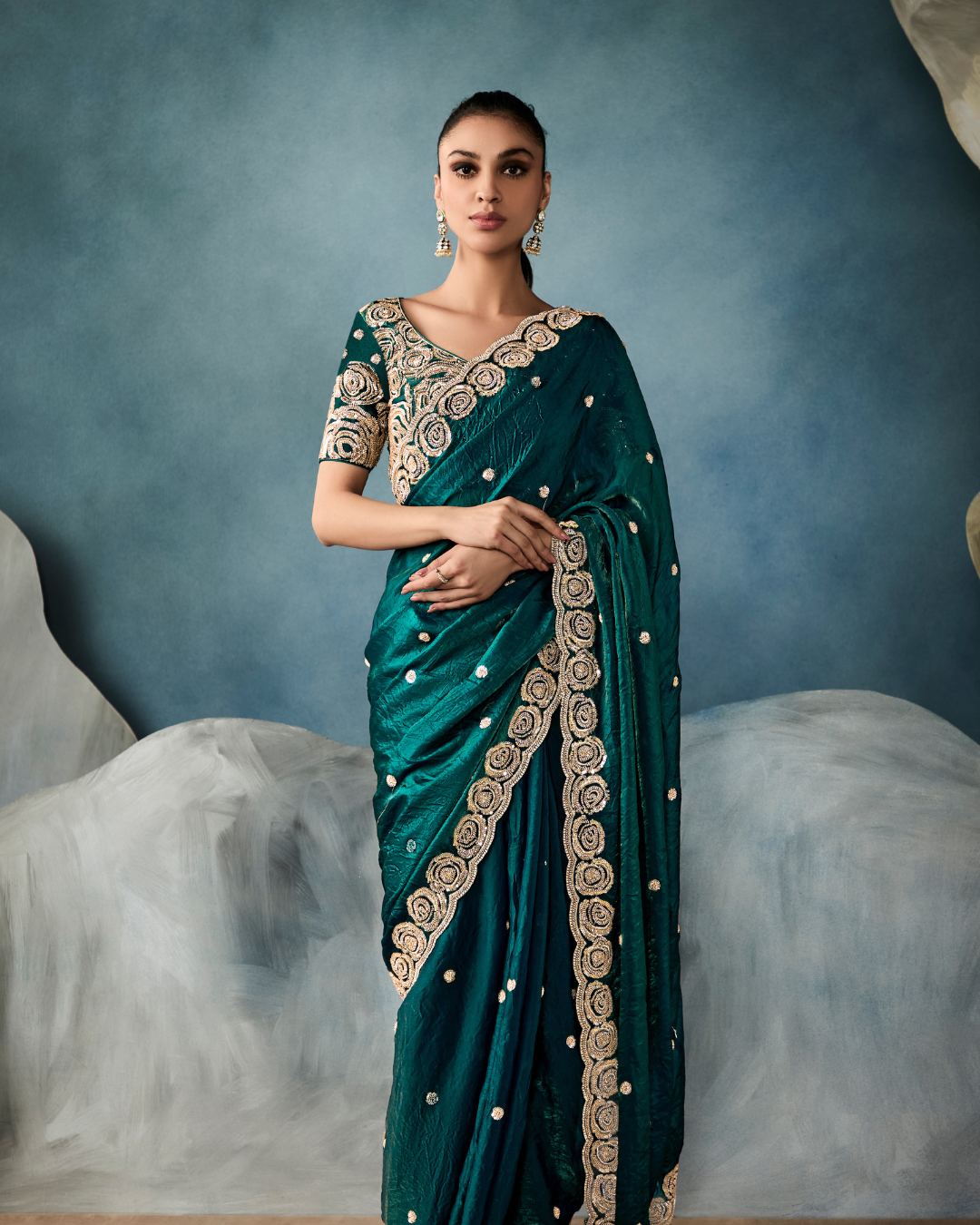 Green Ho & Tissue Designer Saree