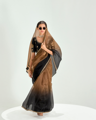 Designer Black Organza Tissue Saree