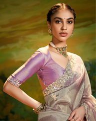 Grey Dola Silk Party Wear Saree