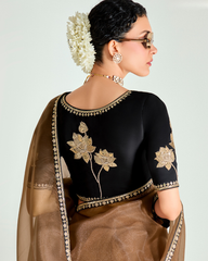 Designer Black Organza Tissue Saree