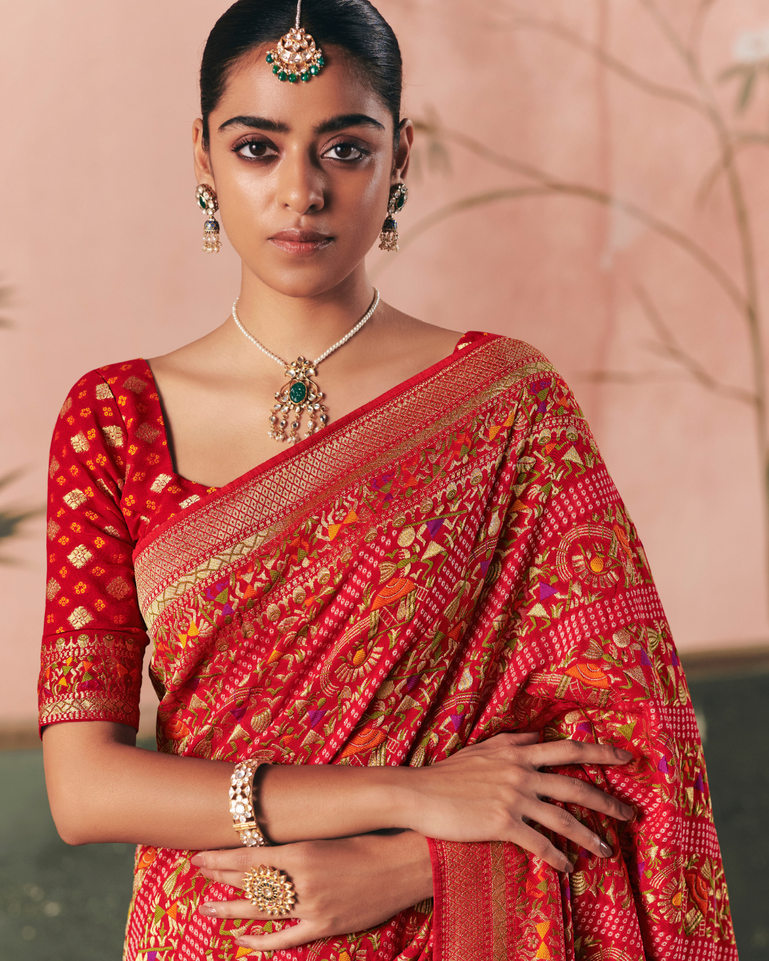 Red Pure Khaddi Georgette Saree