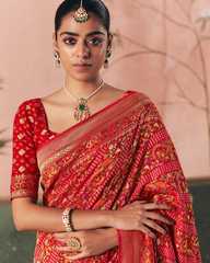 Red Pure Khaddi Georgette Saree