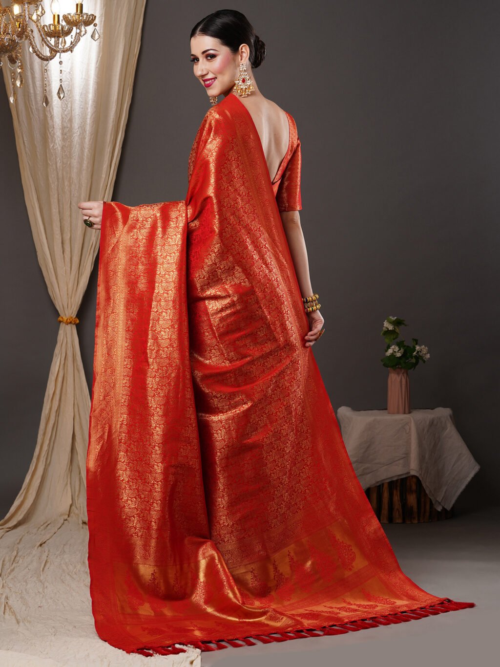 Elegant Red Kanjeevaram Silk Saree - Image 3