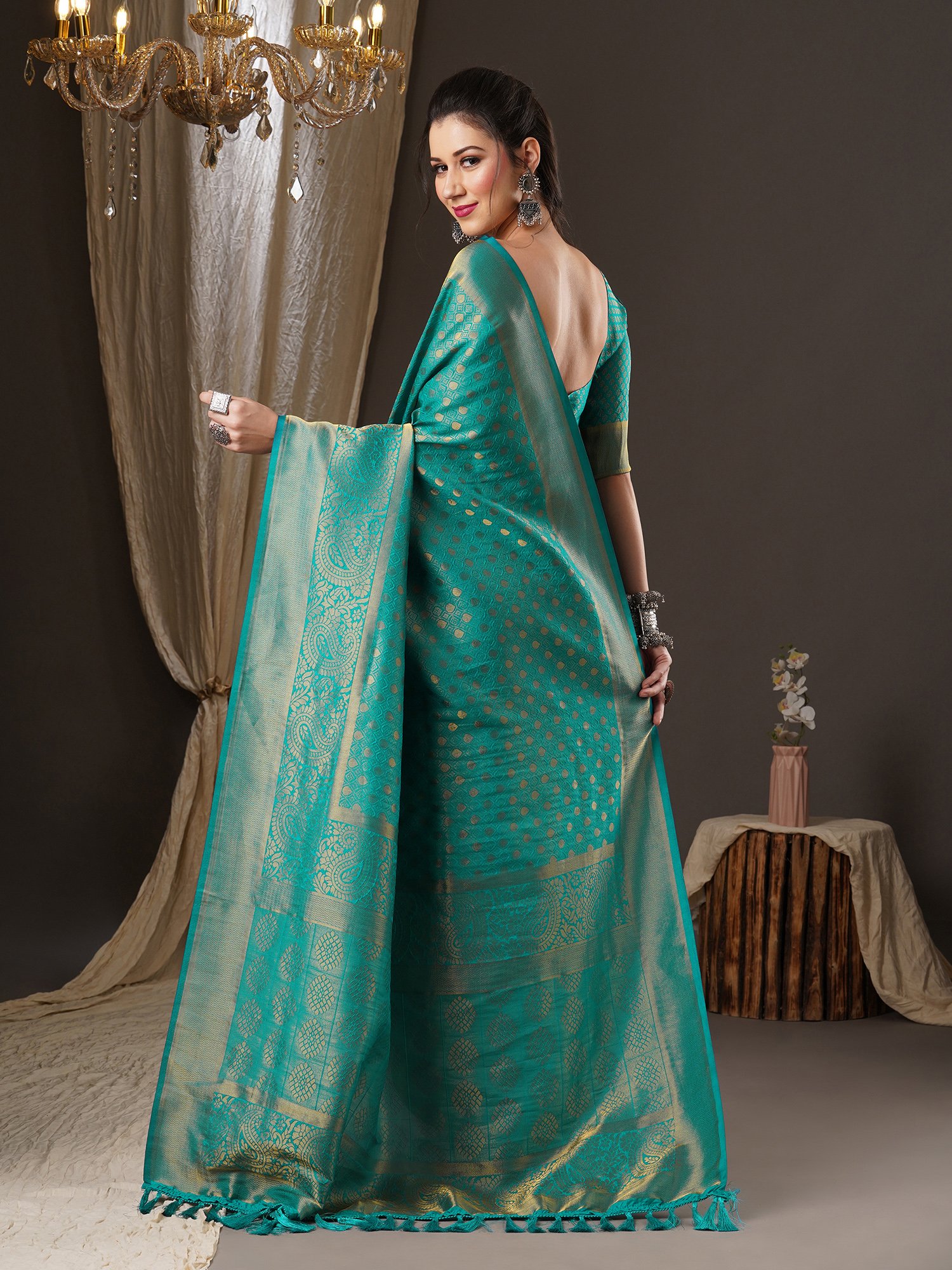 Teal Blue Georgette Saree