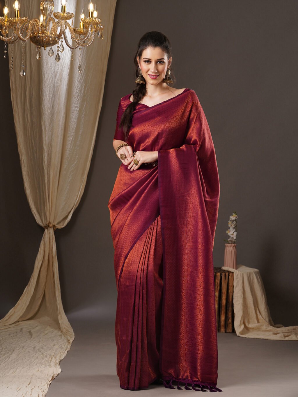 Kanjeevaram Purple Georgette Designer Saree