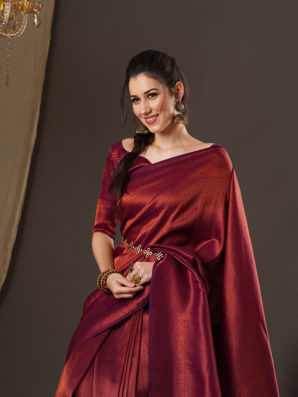 Kanjeevaram Purple Georgette Designer Saree - Image 4