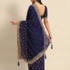 Timeless Navy Blue Designer Georgette Saree - Image 2