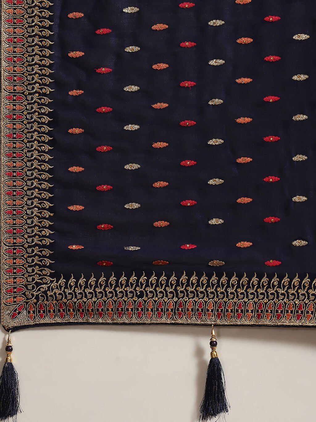 Timeless Navy Blue Designer Georgette Saree - Image 4