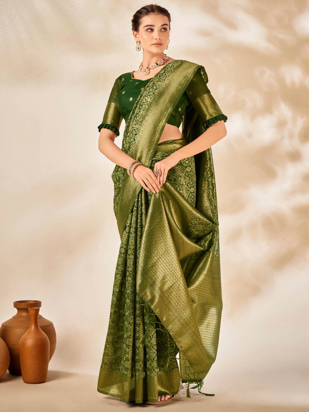 Green Kanjeevaram Silk Saree - Image 2