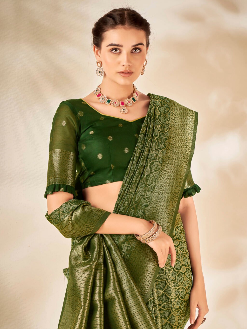 Green Kanjeevaram Silk Saree - Image 3