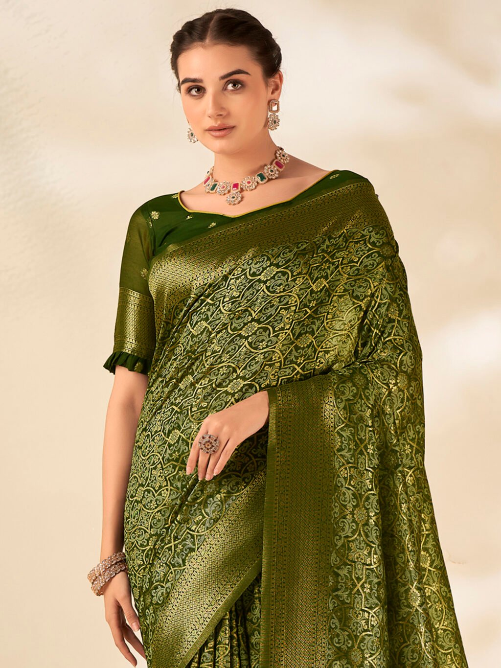 Green Kanjeevaram Silk Saree - Image 4