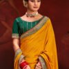 Radiant Yellow Vichitra Silk Designer Saree - Image 2